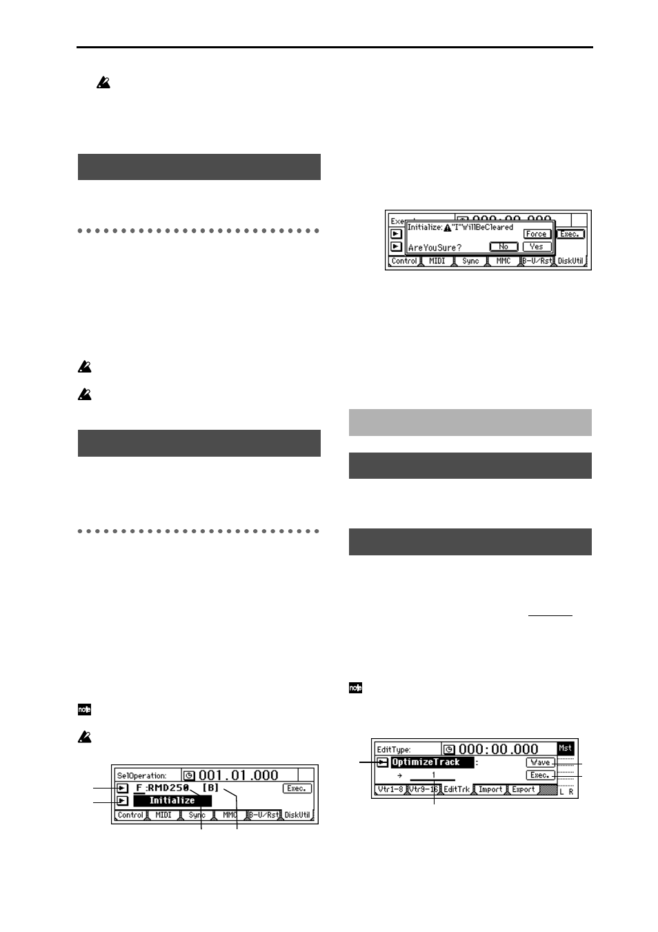 P.49– p.47, Track p.53– p.54, P5 b-u/rst: backup/restore from removable disk | P6 diskutil: initialize/format/ check a drive | KORG DIGITAL RECORDING STUDIO D16 User Manual | Page 9 / 24