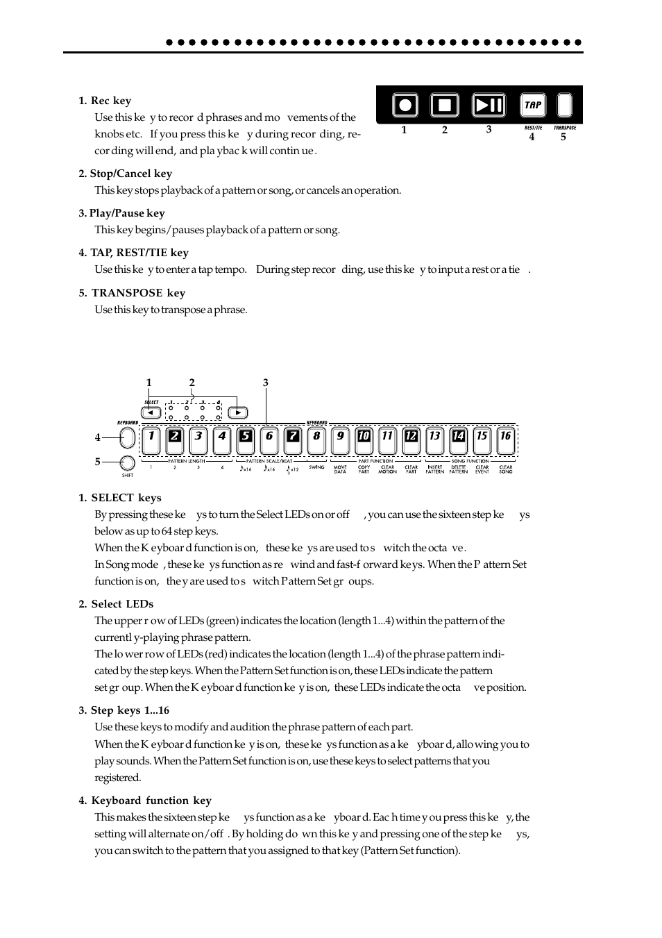 Sequence control section, Step key section | KORG EA-1mkII User Manual | Page 10 / 52