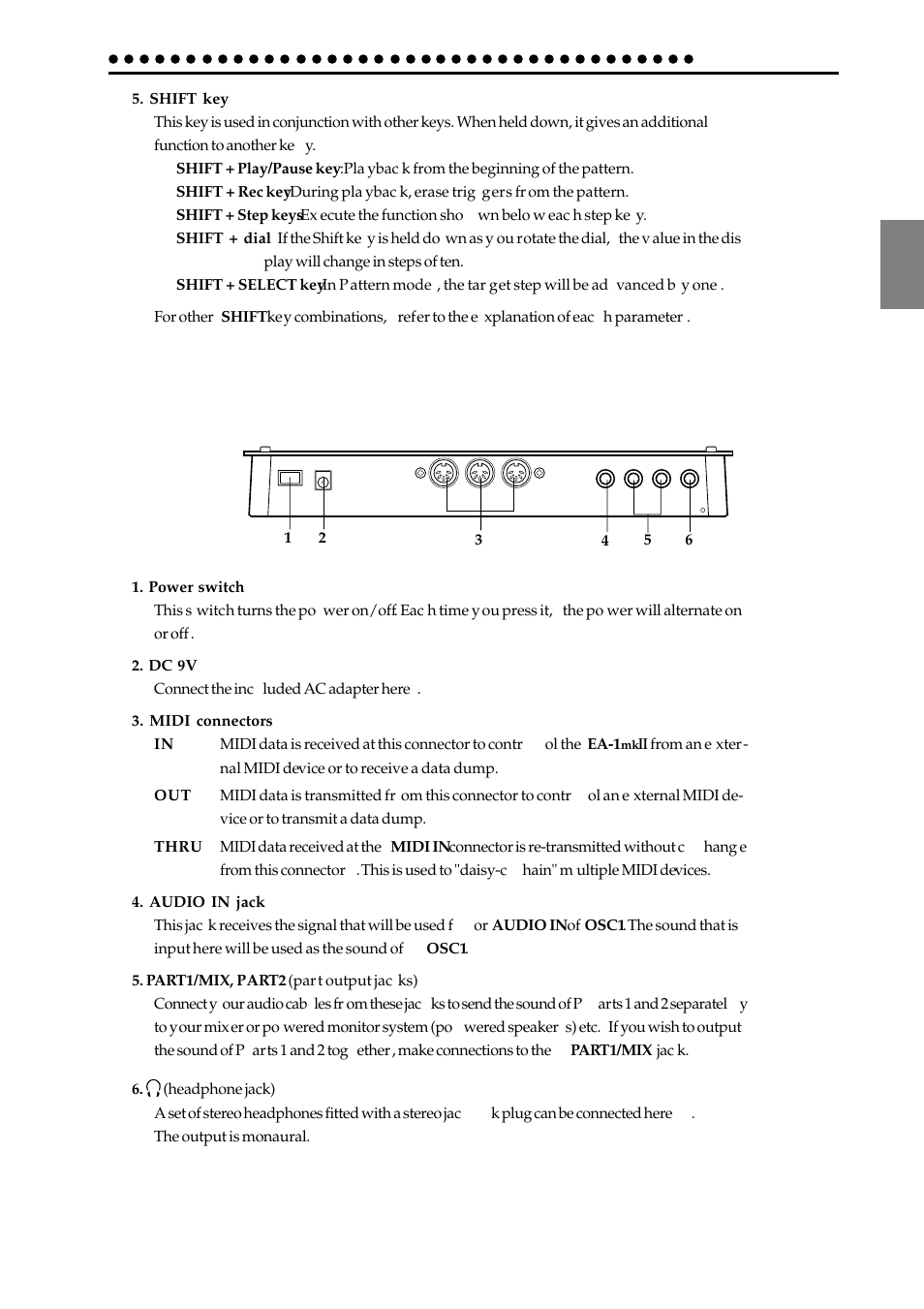 Connector section | KORG EA-1mkII User Manual | Page 11 / 52