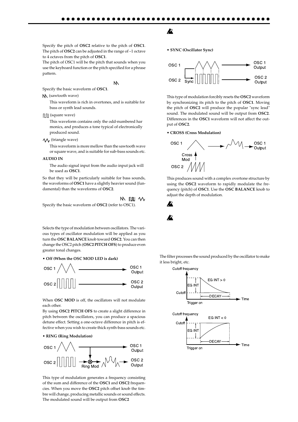 Filter, Osc1 ...audio in, Osc2 | KORG EA-1mkII User Manual | Page 24 / 52