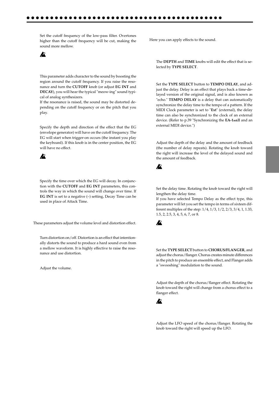Effect, Amp effect, Length, scale/beat settings | KORG EA-1mkII User Manual | Page 25 / 52