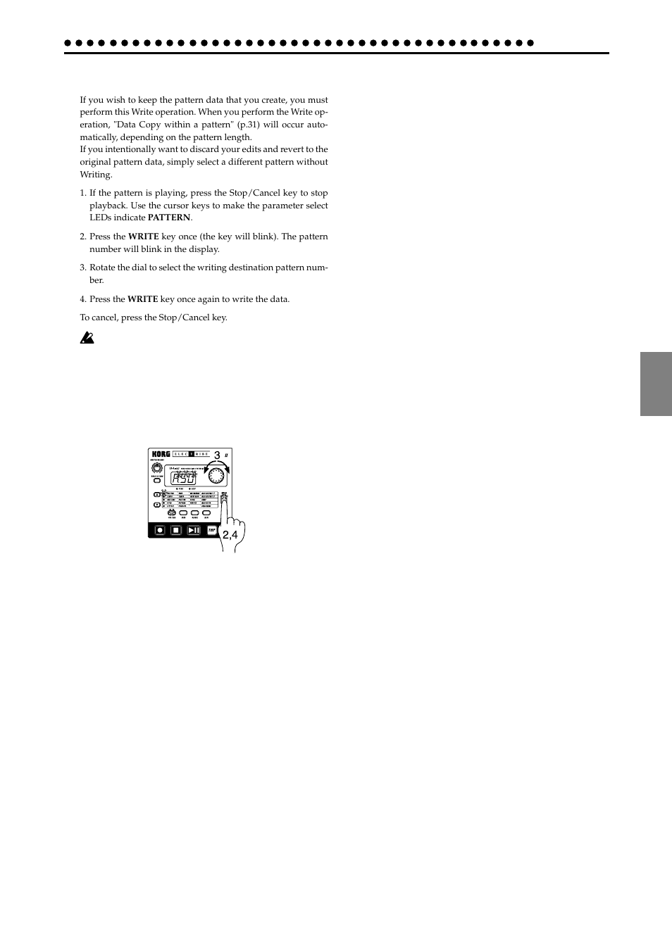 Saving a pattern (write) | KORG EA-1mkII User Manual | Page 33 / 52