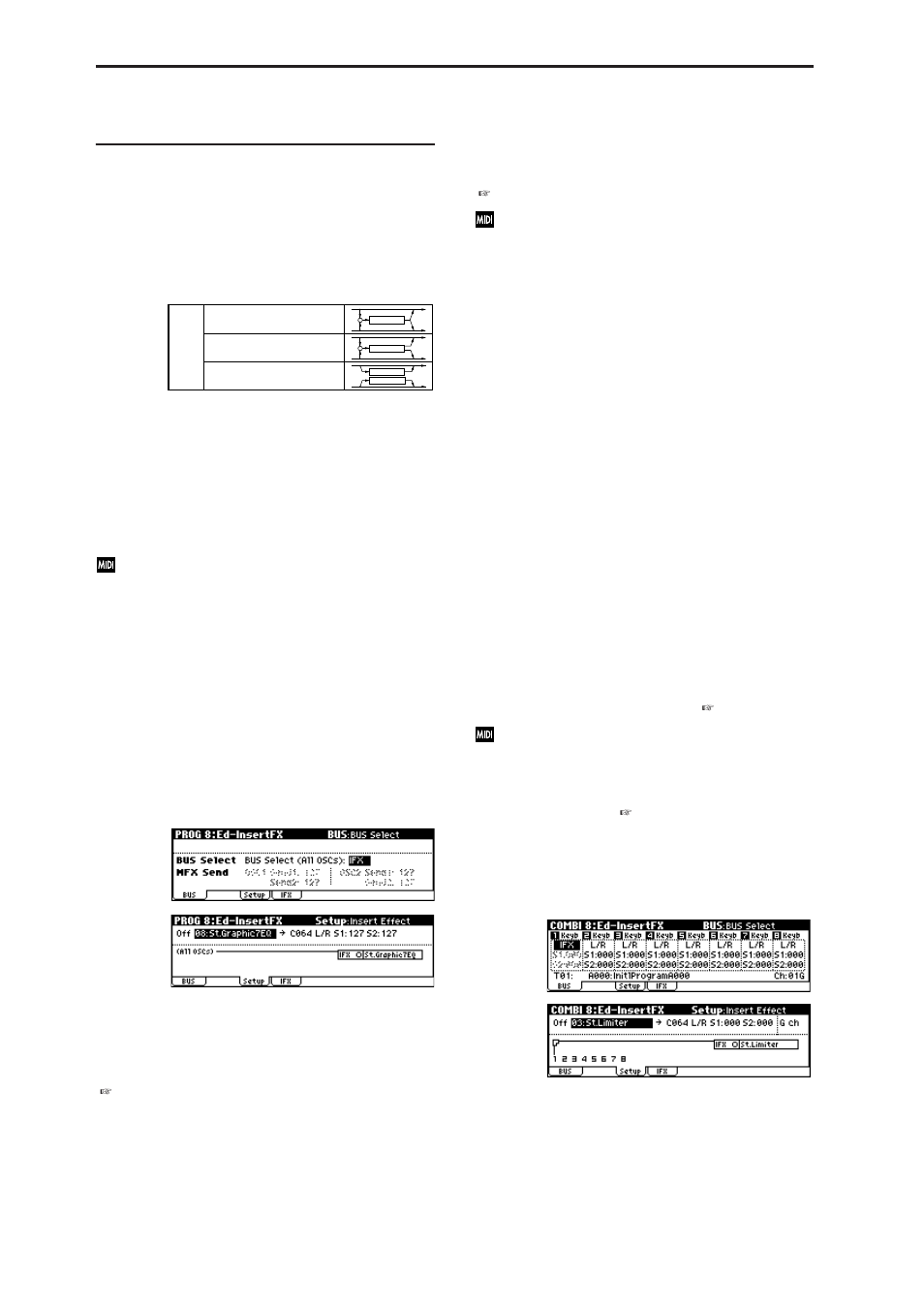 Insert effect (ifx), In/out, Routing | P.98), Insert effect, 2–1. program mode, 2–2. combination, multi mode, Ifx) | KORG MICROX X50 User Manual | Page 105 / 194