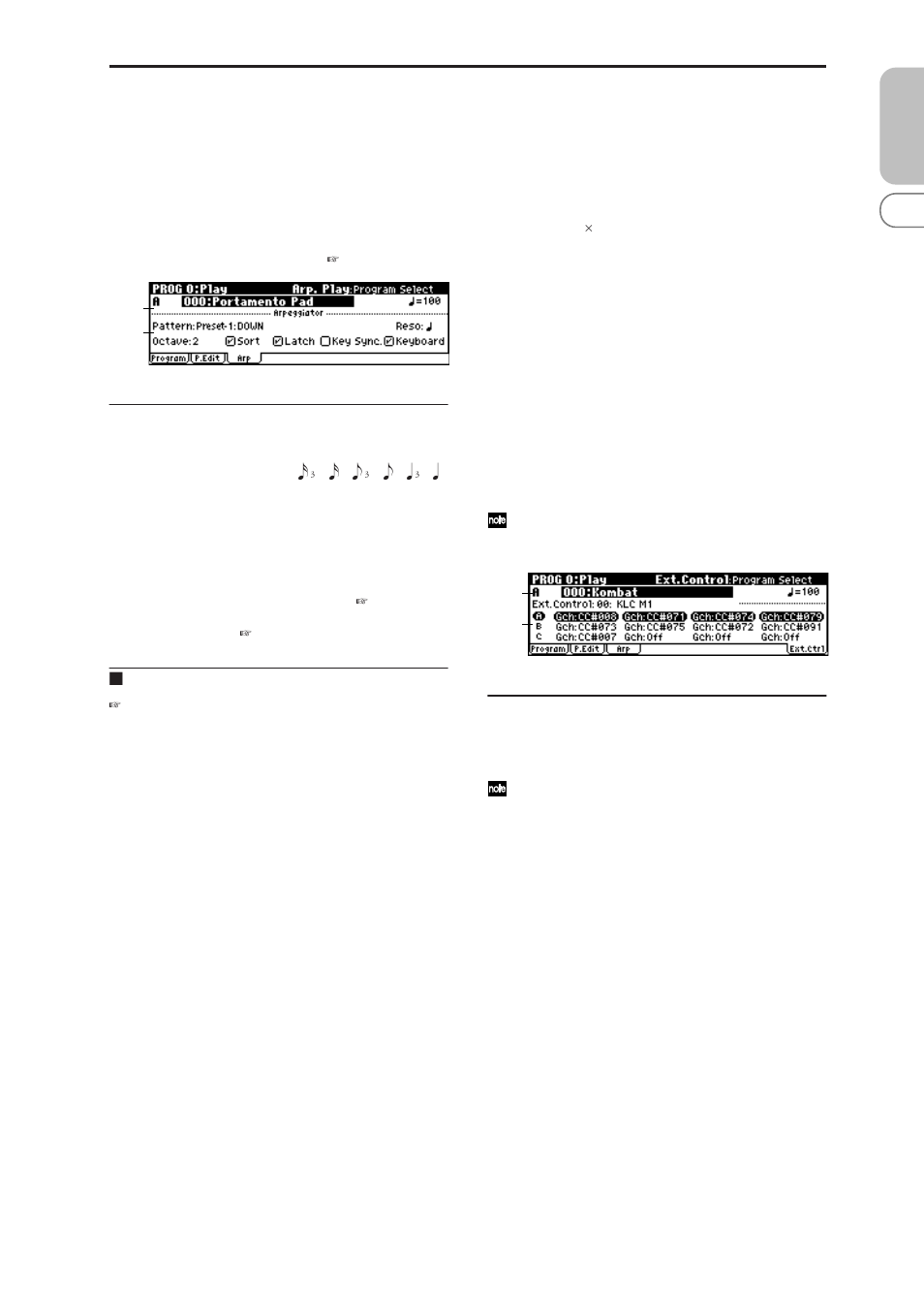 3: arp (arp. play), Microx: 0-4: ext. control, 0–3: arp (arp. play) | Microx, 0–3: arp, Microx: 0–4: ext. control | KORG MICROX X50 User Manual | Page 12 / 194