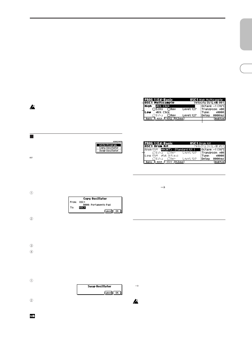 2: osc1, 1–2: osc1, 1–1: utility | 1–2a: osc1 multisample, 1–2b: high, low | KORG MICROX X50 User Manual | Page 14 / 194