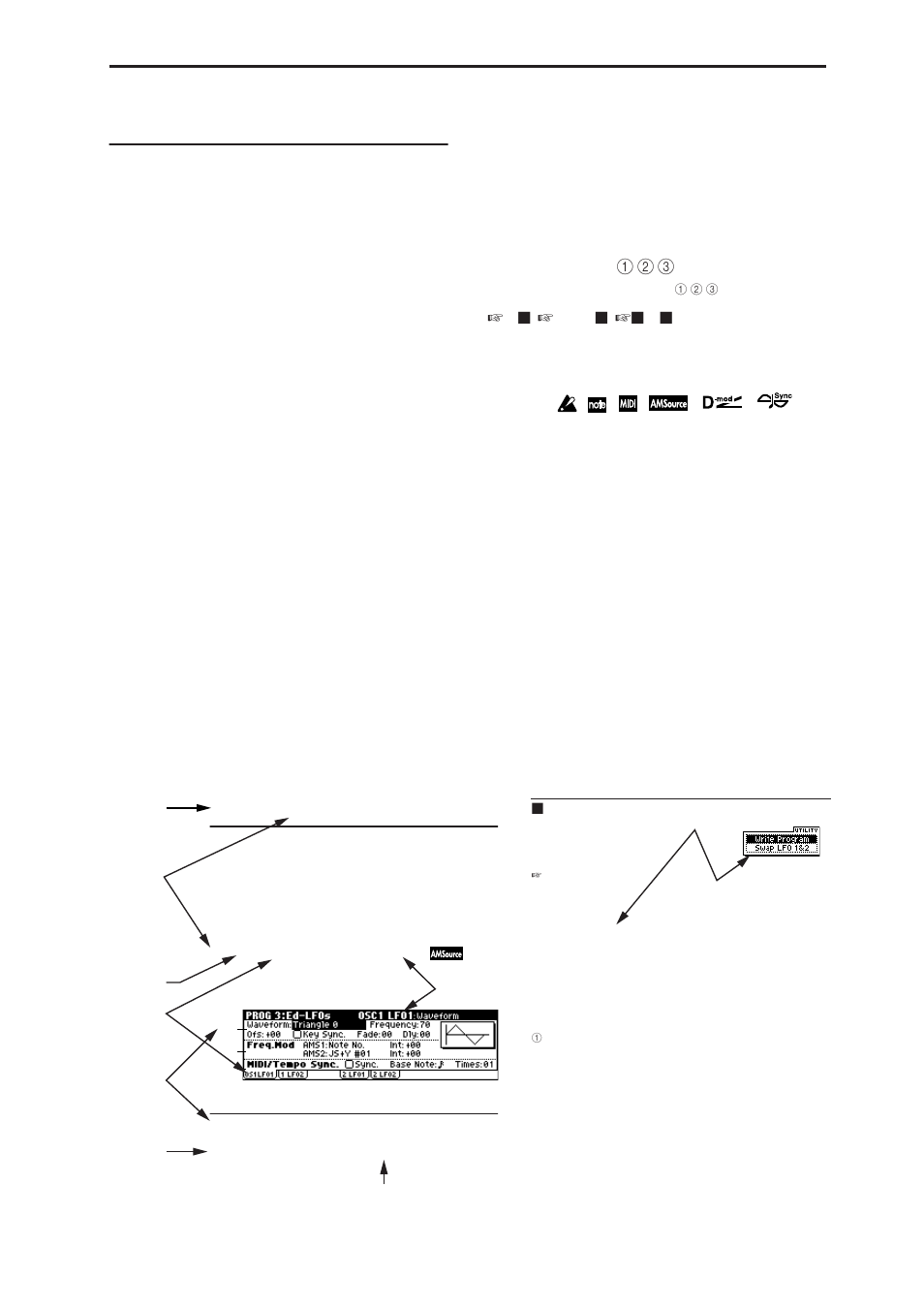 About this manual, Conventions in this manual, How to read the “parameter guide | Prog 3: ed–lfos, 3–1: os1lfo1, Example) | KORG MICROX X50 User Manual | Page 2 / 194