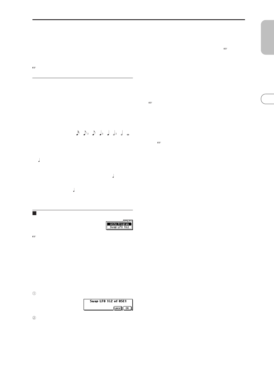 2: 1 lfo2 (osc1 lfo2), 3: 2 lfo1 (osc2 lfo1), 4: 2 lfo2 (osc2 lfo2) | 3–2: 1 lfo2 (osc1 lfo2), 3–3: 2 lfo1 (osc2 lfo1), 3–4: 2 lfo2 (osc2 lfo2), 3–2: 1 lfo2, 3–3: 2 lfo1, 3–4: 2 lfo2 | KORG MICROX X50 User Manual | Page 22 / 194