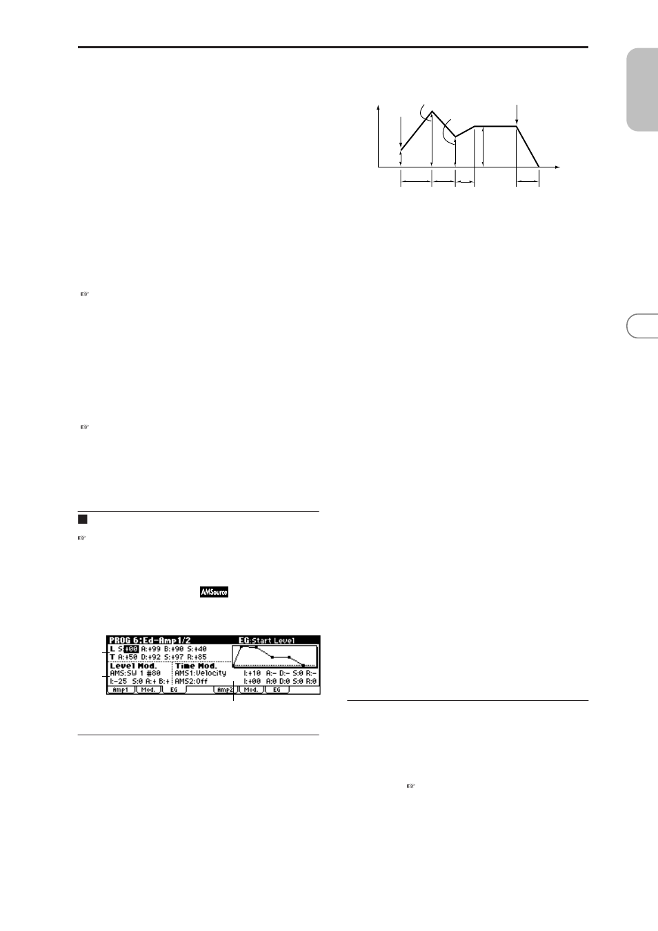 3: eg (amp1 eg), 6–3: eg (amp1 eg), 6–3: eg | 6–2: utility, 6–3a: amp1 eg, 6–3b: level mod. (level modulation) | KORG MICROX X50 User Manual | Page 30 / 194