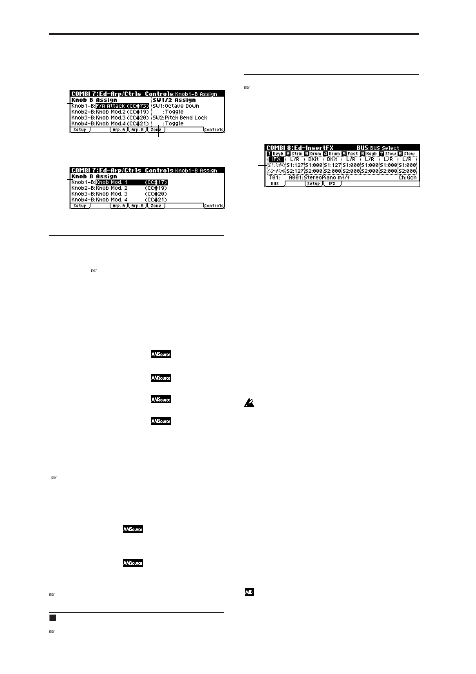 5: controls, Combi 8: ed-insertfx, 1: bus | 7–5: controls, Combi 8: ed–insertfx, 8–1: bus, P.50), X50 microx | KORG MICROX X50 User Manual | Page 57 / 194