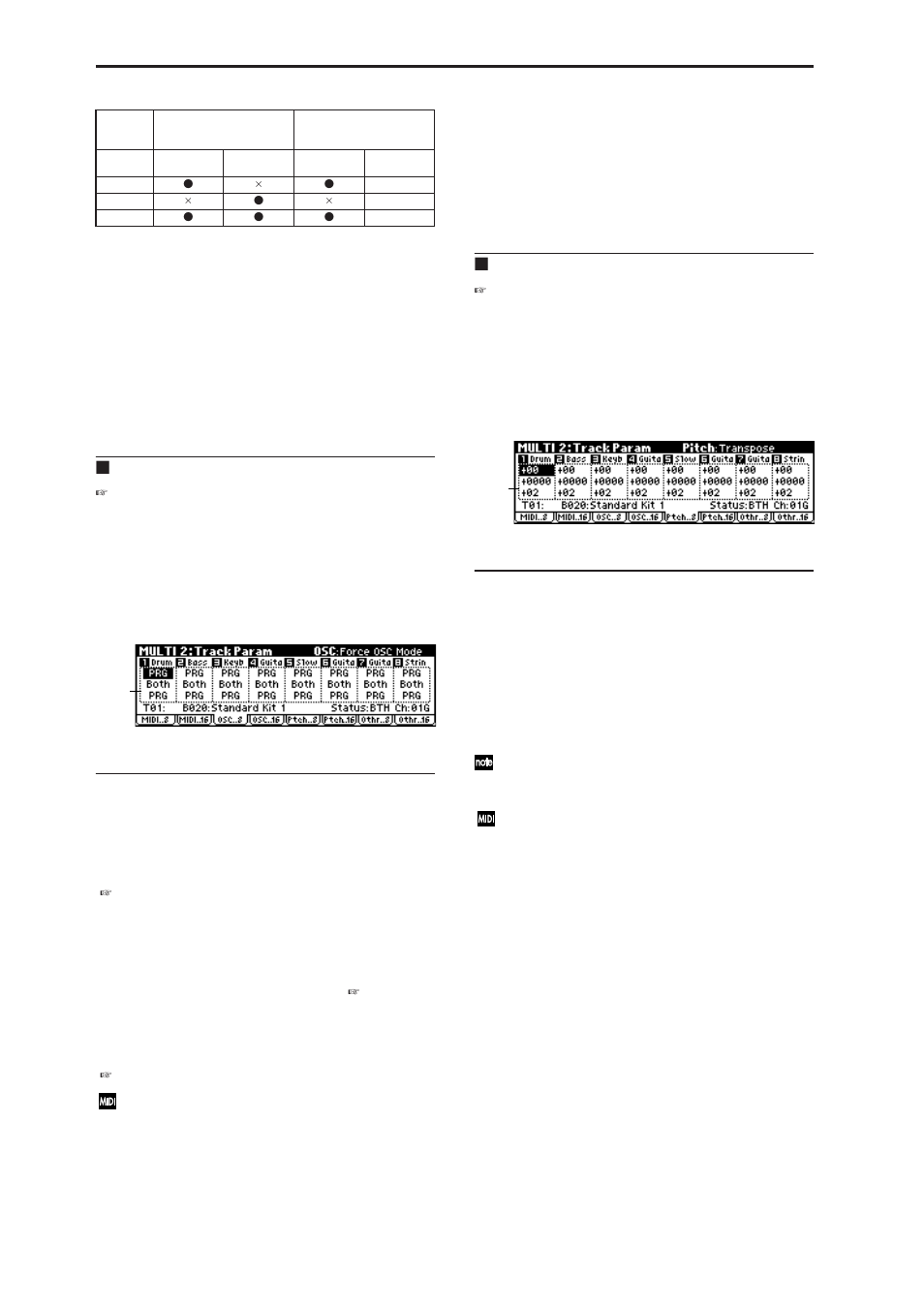 3: osc (osc t01-08), 4: osc (osc t09-16), 5: ptch (pitch t01-08) | 6: ptch (pitch t09-16), 2–3: osc (osc t01–08), 2–4: osc (osc t09–16), 2–5: ptch (pitch t01–08), 2–6: ptch (pitch t09–16), 2–3: osc, 2–4: osc | KORG MICROX X50 User Manual | Page 69 / 194