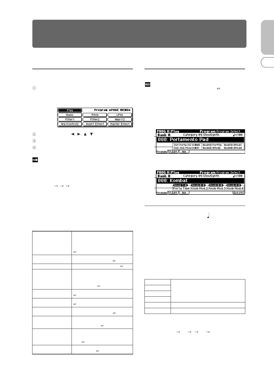 Program mode, Prog 0: play, 1: program | 0–1: program, Prog page menu, X50 microx | KORG MICROX X50 User Manual | Page 8 / 194