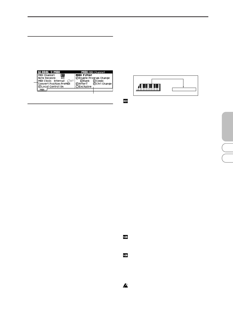 Global 1: midi, 1: midi, 1–1: midi | P.81), 1–1a: midi setup | KORG MICROX X50 User Manual | Page 88 / 194