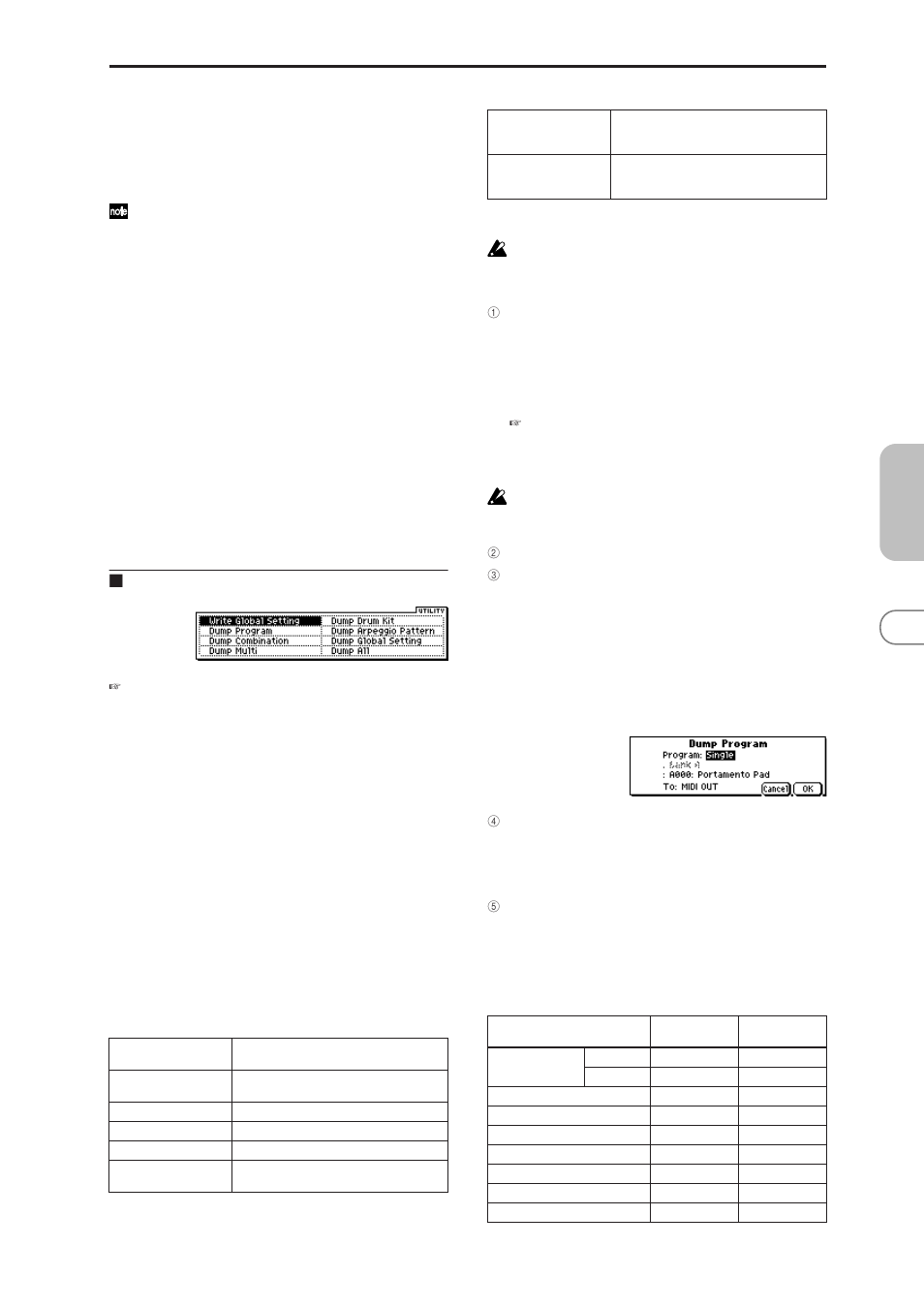 1–1: utility, Aftert (after touch) [off, on, Ctrl change (control change) [off, on | Exclusive [off, on, Transmission | KORG MICROX X50 User Manual | Page 90 / 194