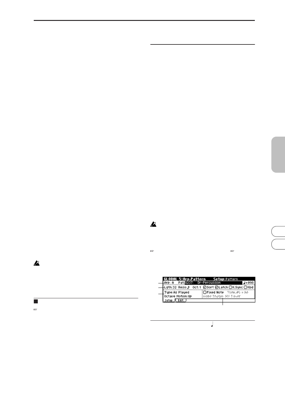 Global 5: arp.pattern, 1: setup, 5–1: setup | P.89), 4–3: utility, 5–1a: arp, pat (pattern), Tempo) | KORG MICROX X50 User Manual | Page 96 / 194