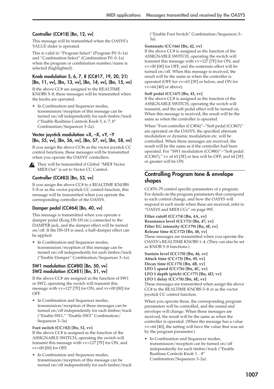 Controlling program tone & envelope shapes | KORG Electronic Keyboard User Manual | Page 1017 / 1127