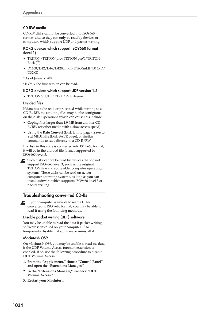 Troubleshooting converted cd-rs | KORG Electronic Keyboard User Manual | Page 1044 / 1127