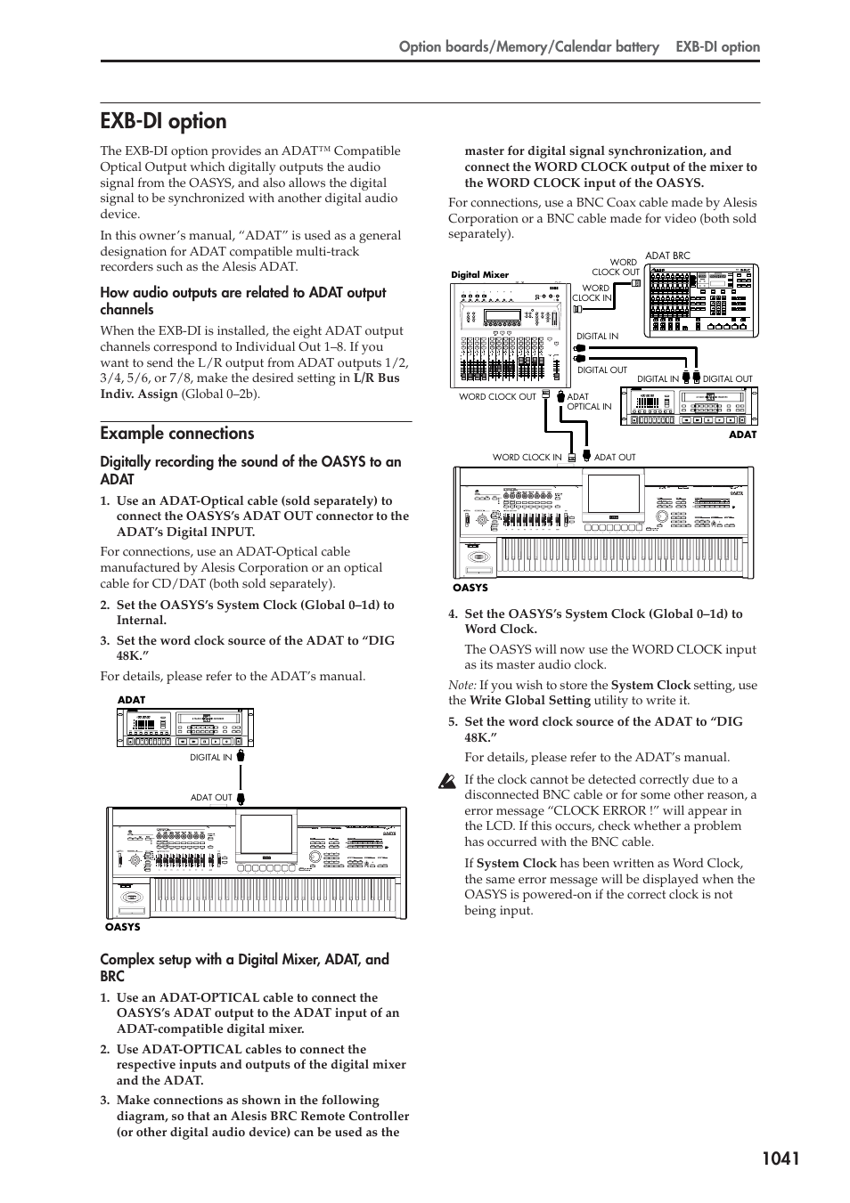 Exb-di option, Example connections, Exb-di option 1 | KORG Electronic Keyboard User Manual | Page 1051 / 1127