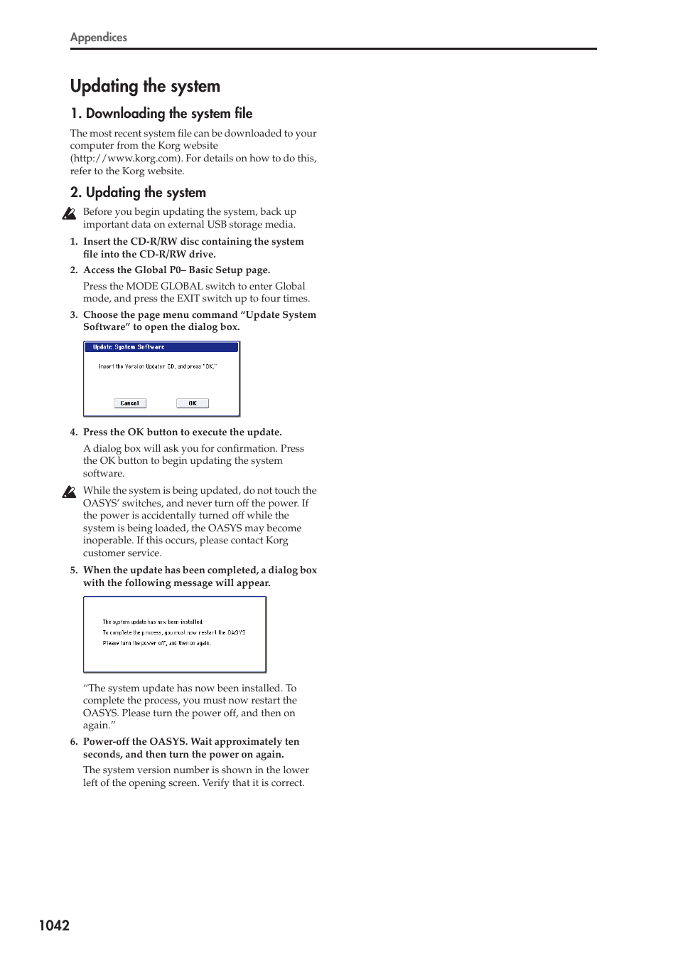 Updating the system, Downloading the system file, Updating the system 2 | KORG Electronic Keyboard User Manual | Page 1052 / 1127