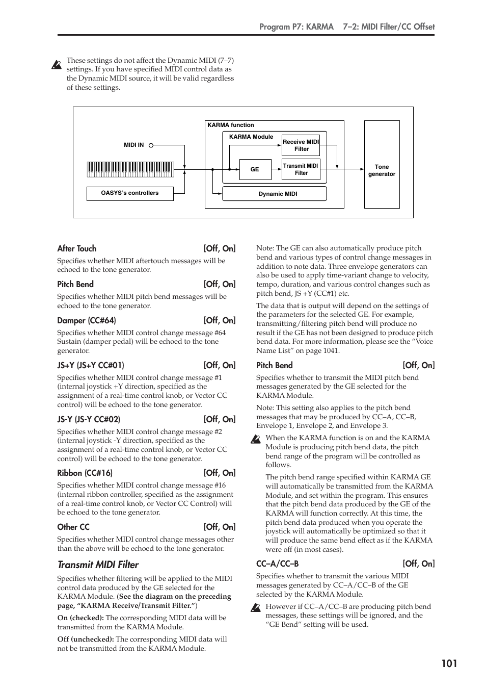 Transmit midi filter | KORG Electronic Keyboard User Manual | Page 111 / 1127
