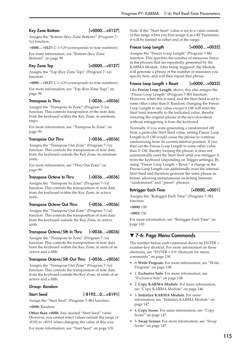 6: page menu commands | KORG Electronic Keyboard User Manual | Page 125 / 1127