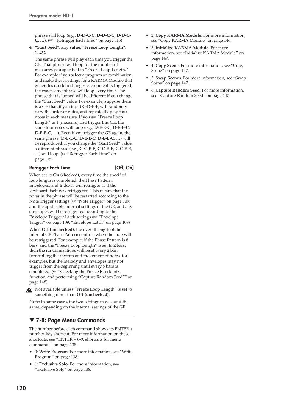 8: page menu commands | KORG Electronic Keyboard User Manual | Page 130 / 1127