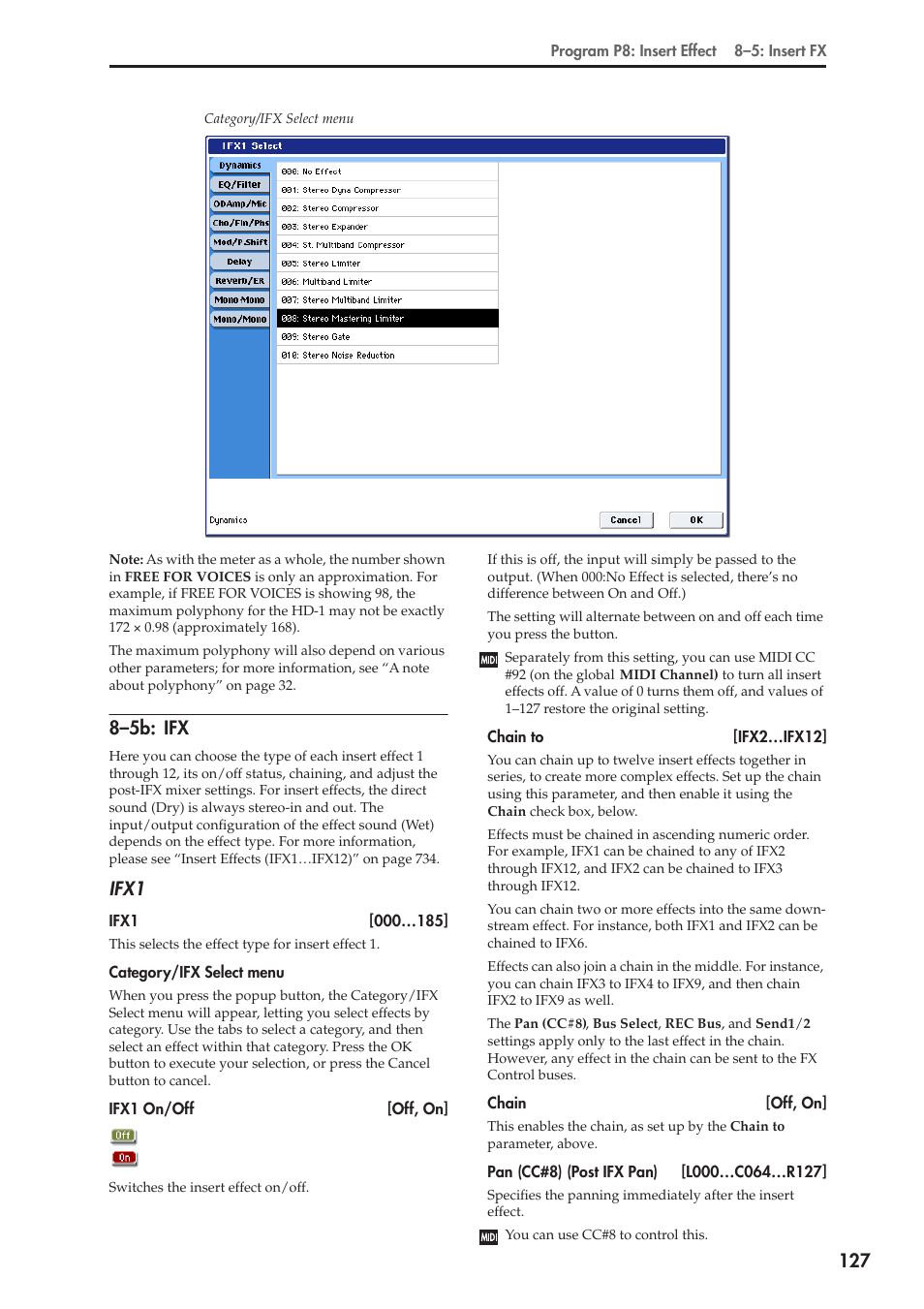 5b: ifx, 8–5b: ifx, Ifx1 | KORG Electronic Keyboard User Manual | Page 137 / 1127