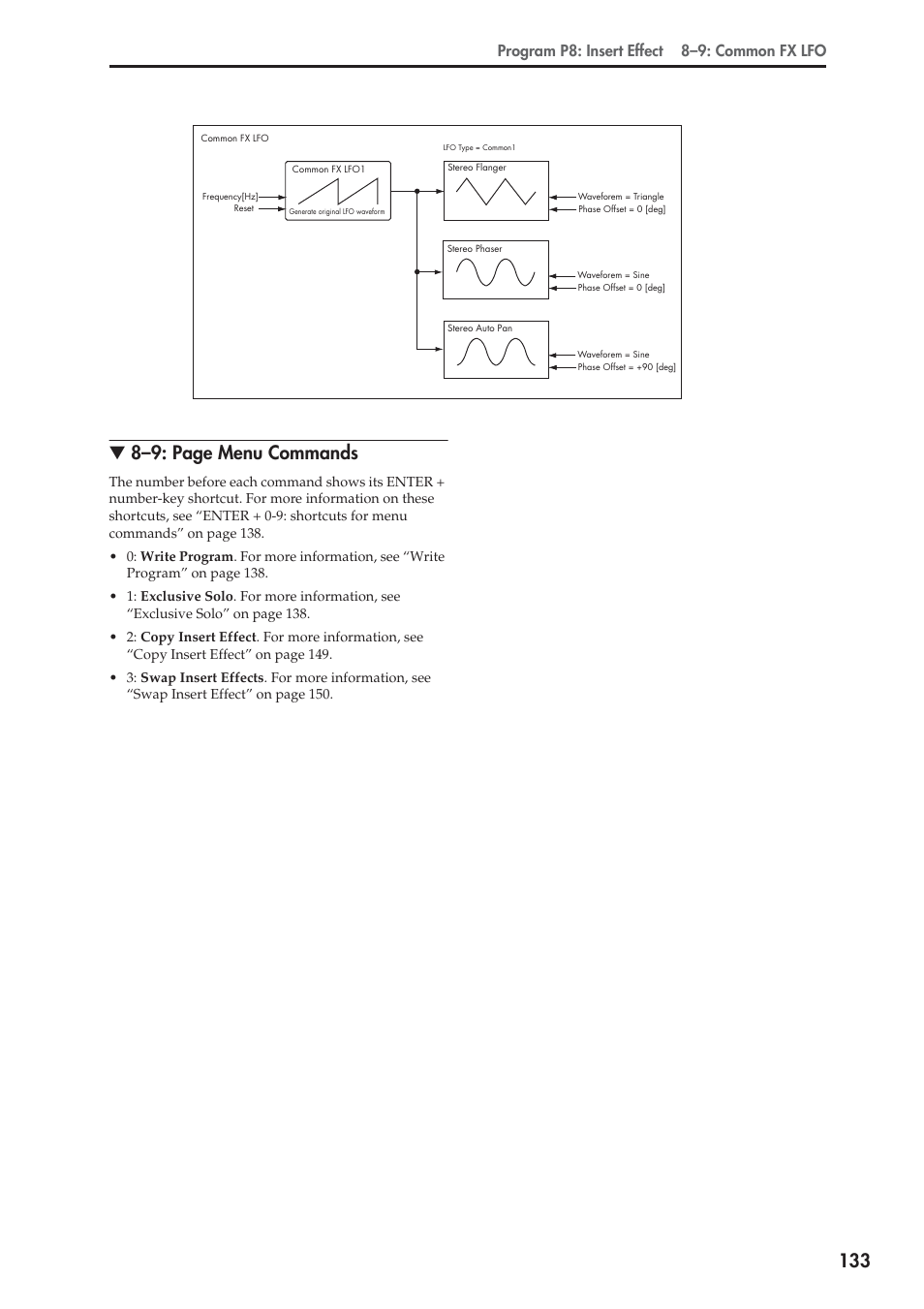 Program p8: insert effect 8–9: common fx lfo | KORG Electronic Keyboard User Manual | Page 143 / 1127