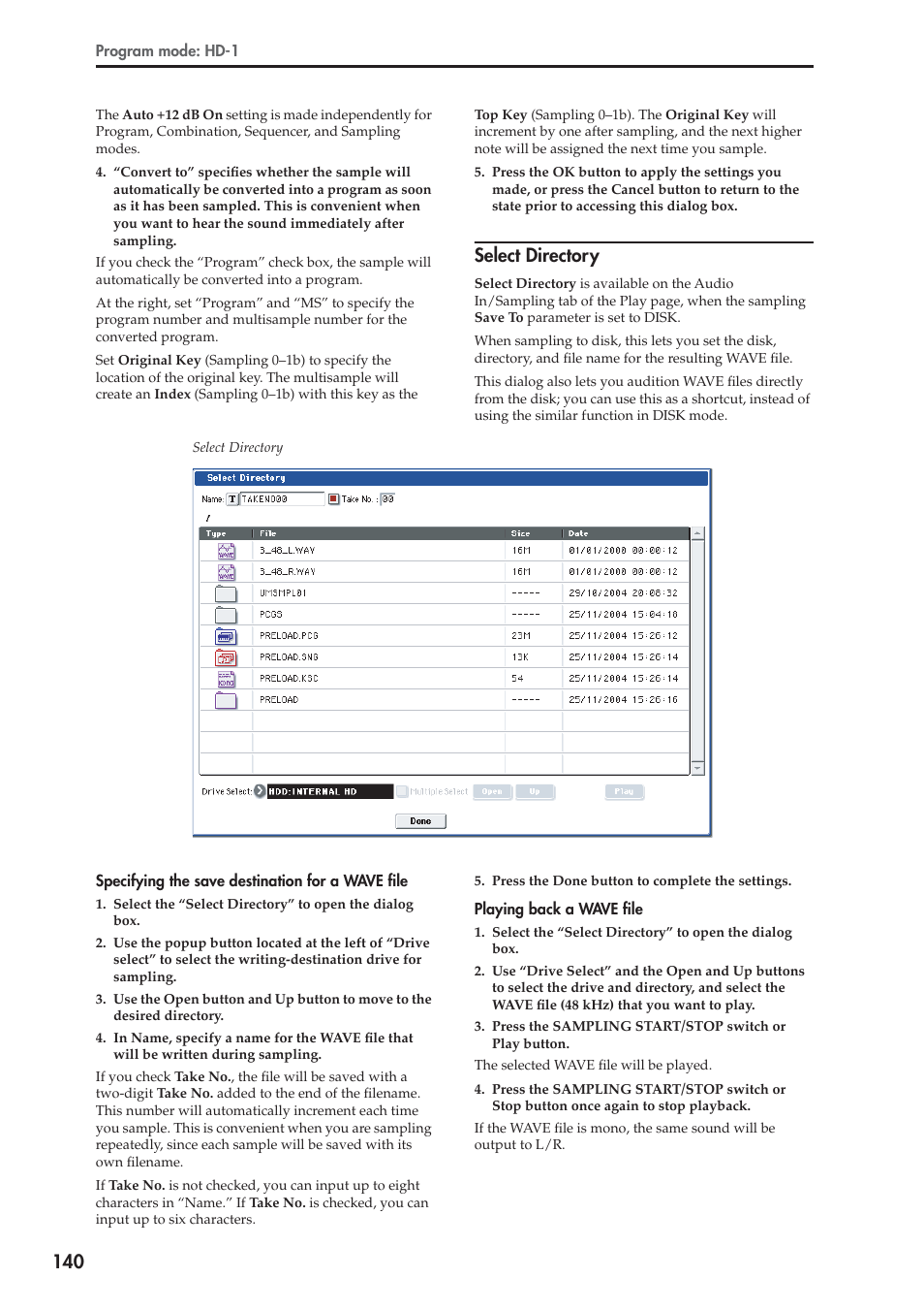 Select directory | KORG Electronic Keyboard User Manual | Page 150 / 1127