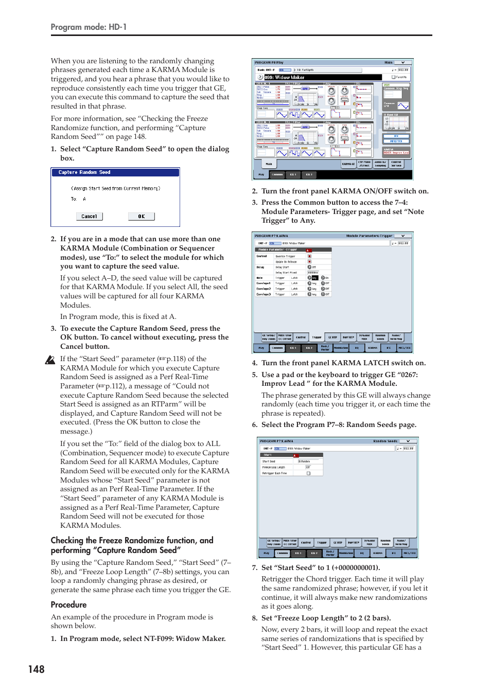 Checking the freeze randomize | KORG Electronic Keyboard User Manual | Page 158 / 1127