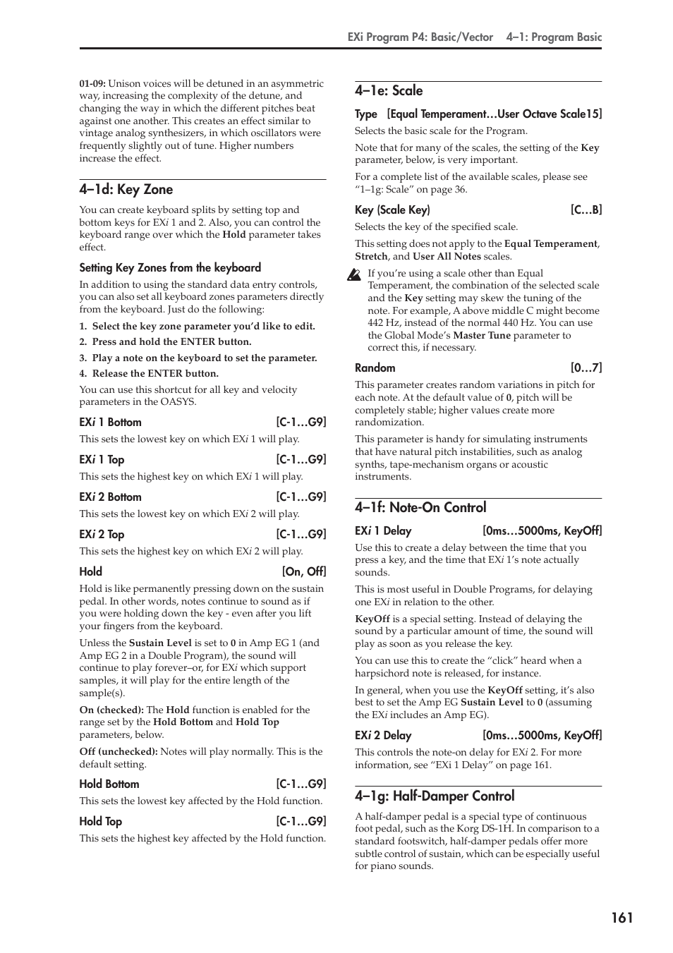 1d: key zone, 1e: scale, 1f: note-on control | 1g: half-damper control, 4–1d: key zone, 4–1e: scale, 4–1g: half-damper control | KORG Electronic Keyboard User Manual | Page 171 / 1127