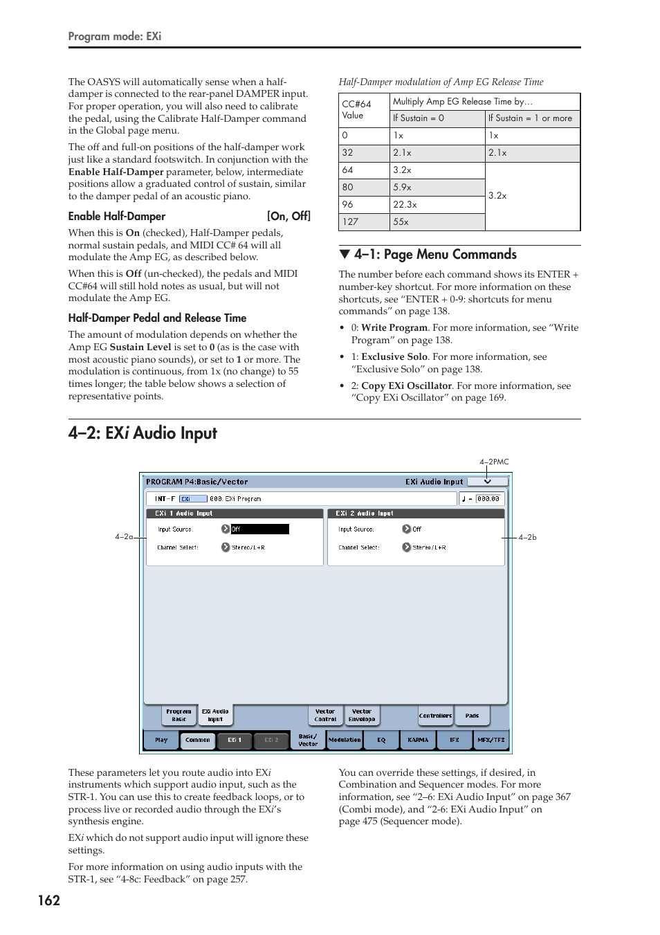 2: exi audio input, 4–2: ex, Audio input | 4–2: ex i audio input, 4–1: page menu commands | KORG Electronic Keyboard User Manual | Page 172 / 1127