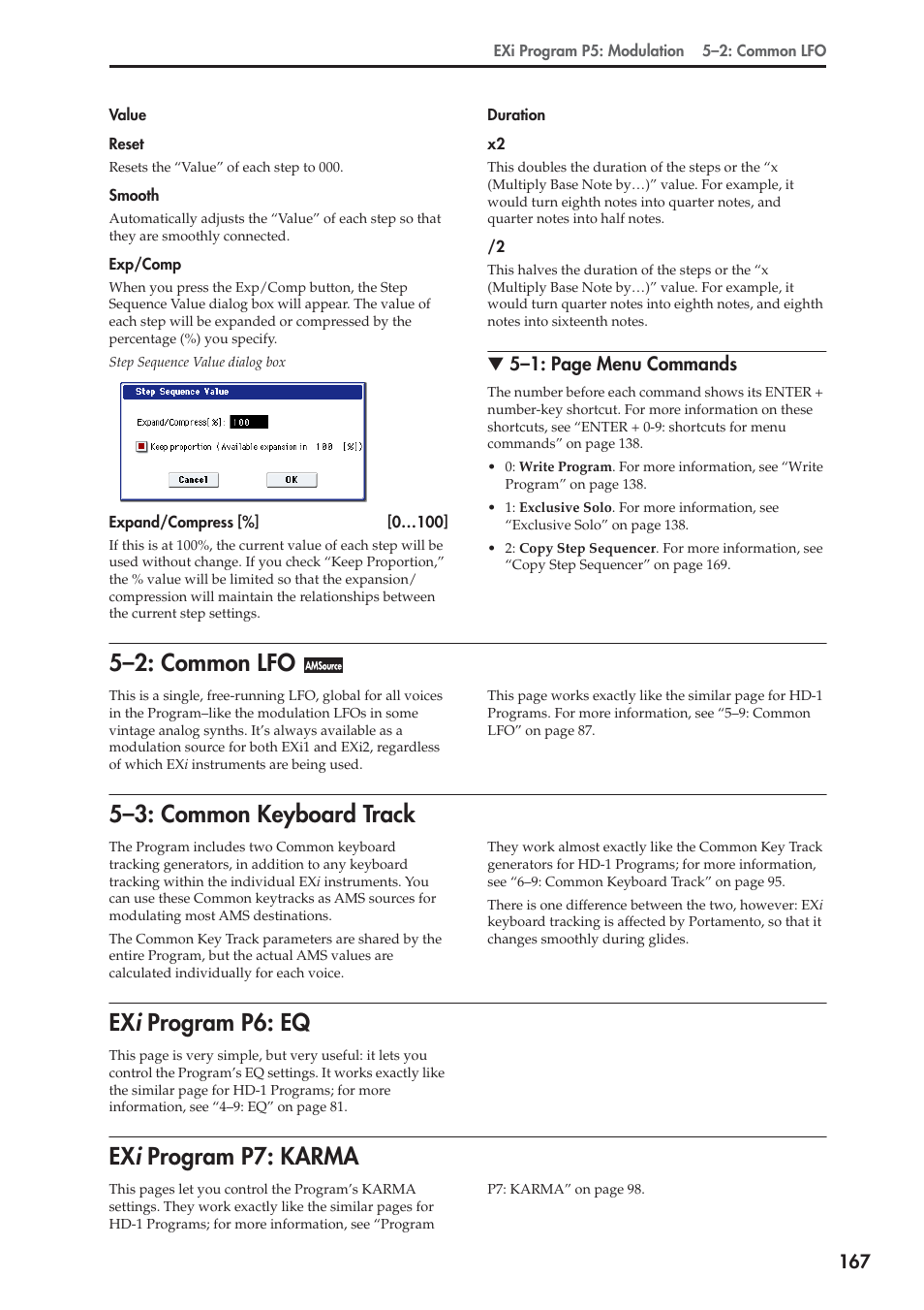 2: common lfo, 3: common keyboard track, Exi program p6: eq | Exi program p7: karma, 5–2: common lfo 5–3: common keyboard track, Program p6: eq, Program p7: karma, 5–2: common lfo, 5–3: common keyboard track, Ex i program p6: eq | KORG Electronic Keyboard User Manual | Page 177 / 1127