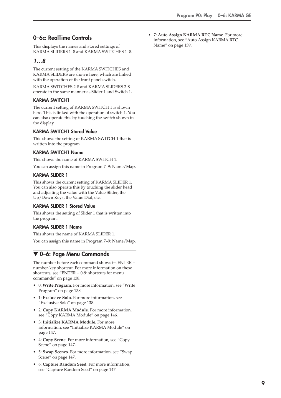 6c: realtime controls, 90–6c: realtime controls, 0–6: page menu commands | KORG Electronic Keyboard User Manual | Page 19 / 1127