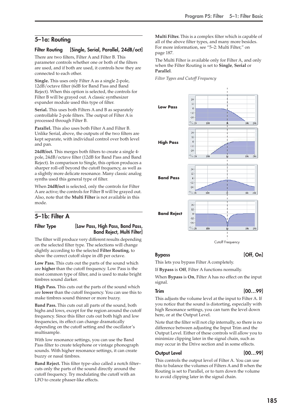 1a: routing, 1b: filter a, 5–1b: filter a | KORG Electronic Keyboard User Manual | Page 195 / 1127