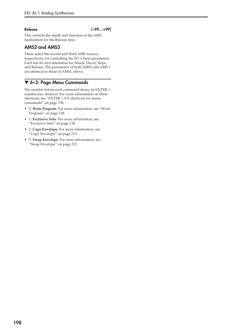 Ams2 and ams3, 6–3: page menu commands | KORG Electronic Keyboard User Manual | Page 208 / 1127