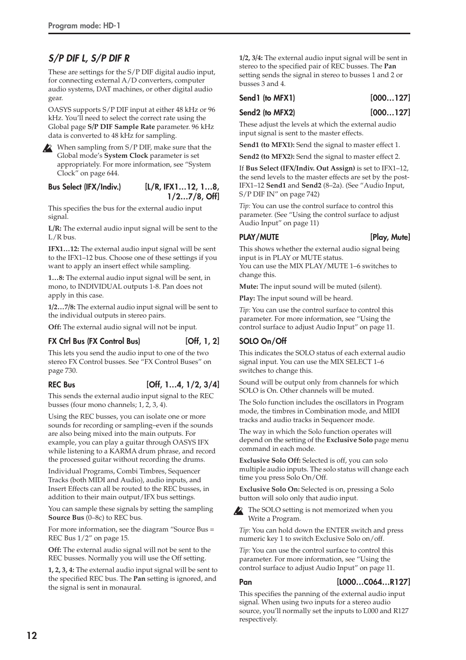 12 s/p dif l, s/p dif r | KORG Electronic Keyboard User Manual | Page 22 / 1127