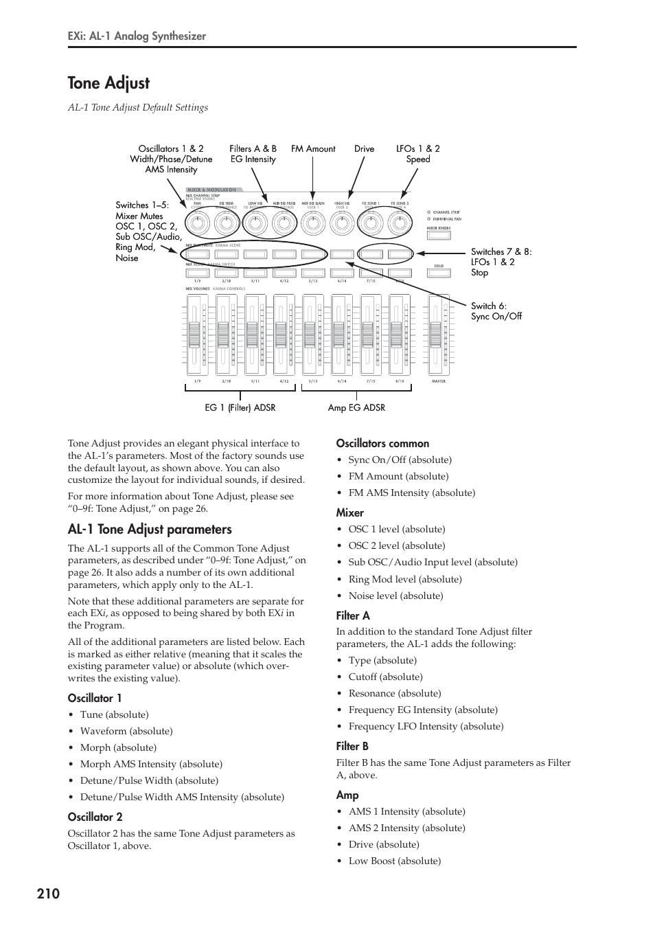 Tone adjust, Al-1 tone adjust parameters | KORG Electronic Keyboard User Manual | Page 220 / 1127