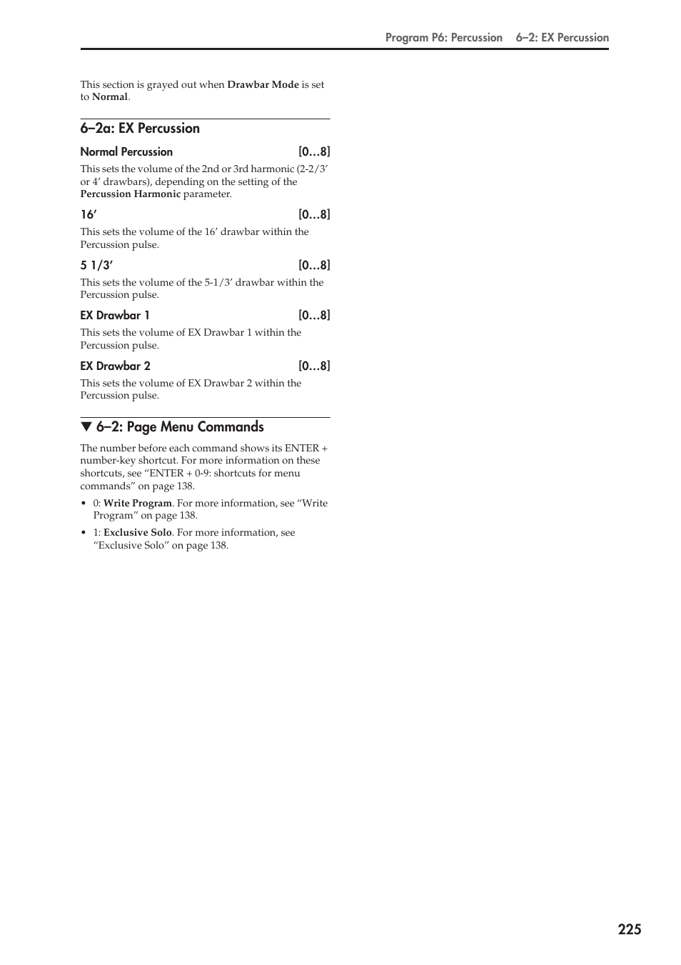 2a: ex percussion, 6–2a: ex percussion, 6–2: page menu commands | KORG Electronic Keyboard User Manual | Page 235 / 1127