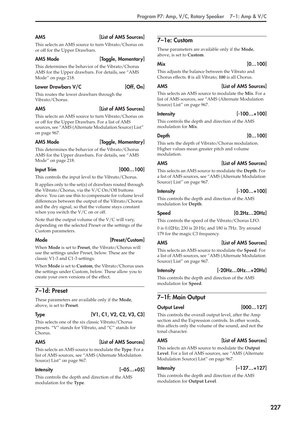 1d: preset, 1e: custom, 1f: main output | 7–1d: preset, 7–1e: custom, 7–1f: main output | KORG Electronic Keyboard User Manual | Page 237 / 1127