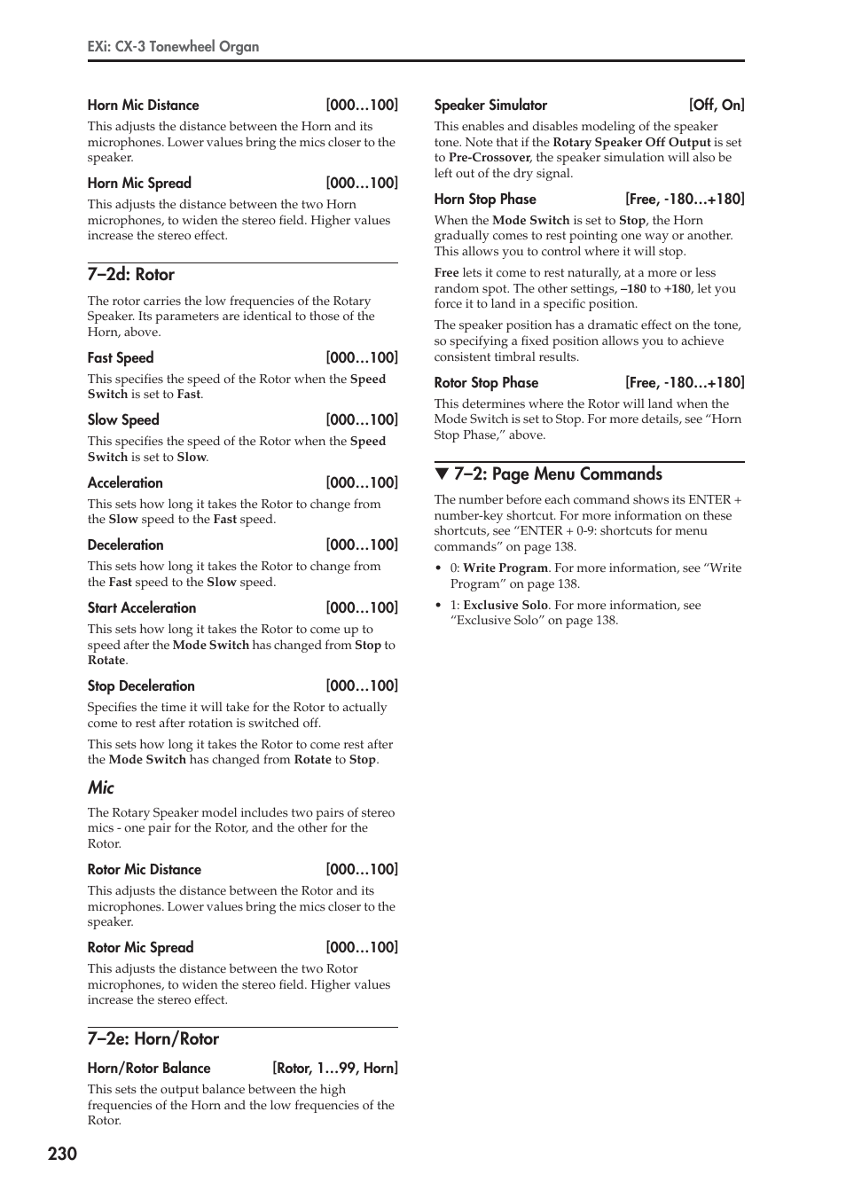 2d: rotor, 2e: horn/rotor, 7–2d: rotor | 7–2e: horn/rotor, 7–2: page menu commands | KORG Electronic Keyboard User Manual | Page 240 / 1127