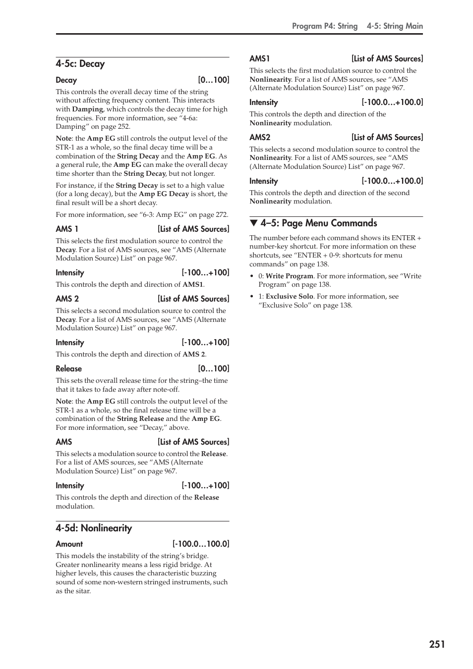 5c: decay, 5d: nonlinearity, 4–5: page menu commands | KORG Electronic Keyboard User Manual | Page 261 / 1127
