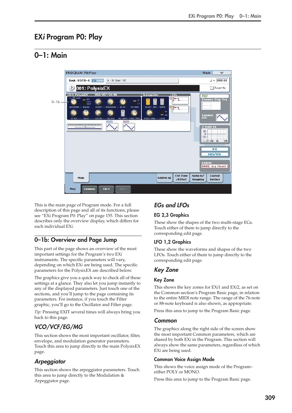 Exi program p0: play, 1: main, Program p0: play | 0–1: main, Ex i program p0: play 0–1: main | KORG Electronic Keyboard User Manual | Page 319 / 1127