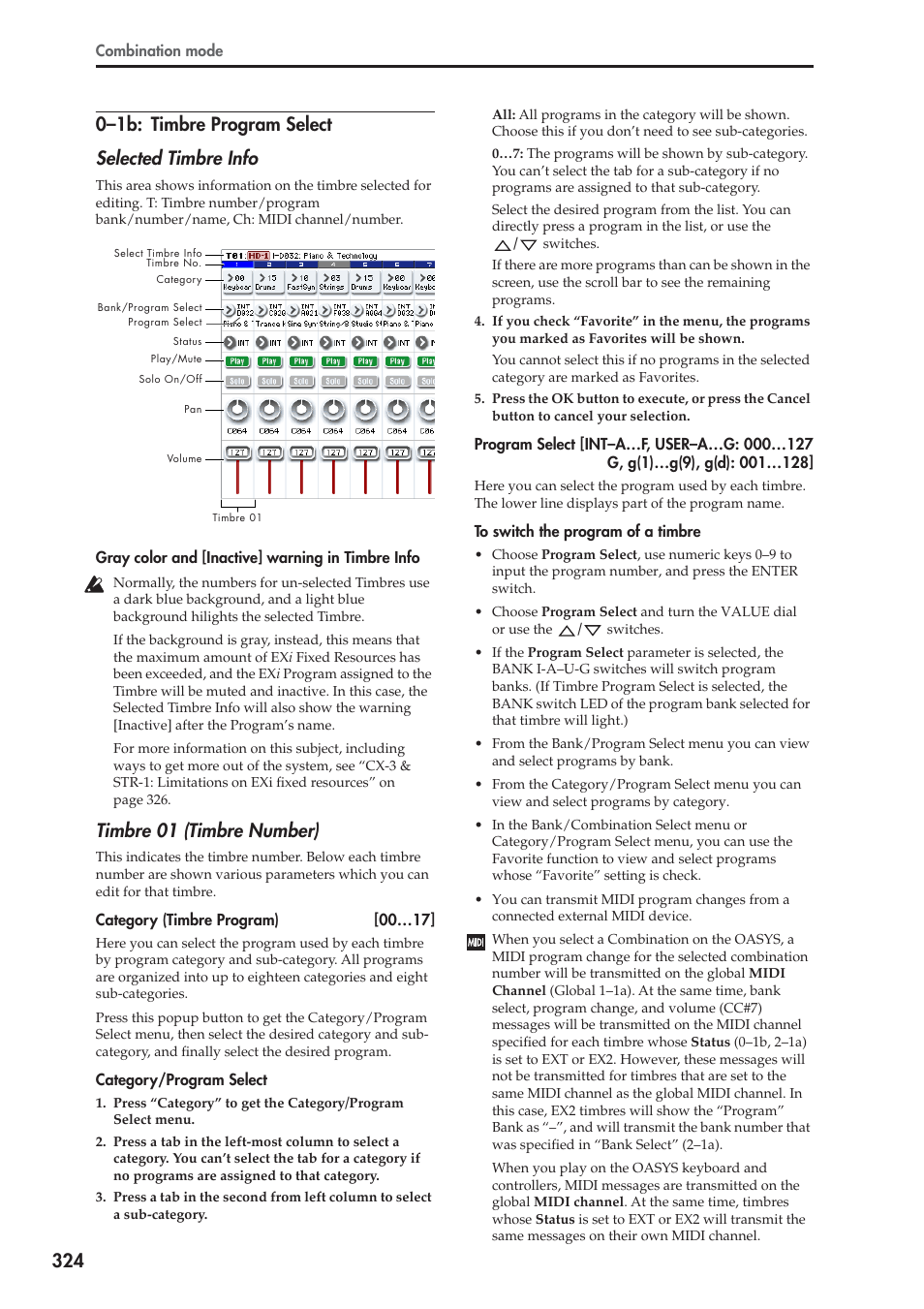 1b: timbre program select, Timbre 01 (timbre number) | KORG Electronic Keyboard User Manual | Page 334 / 1127