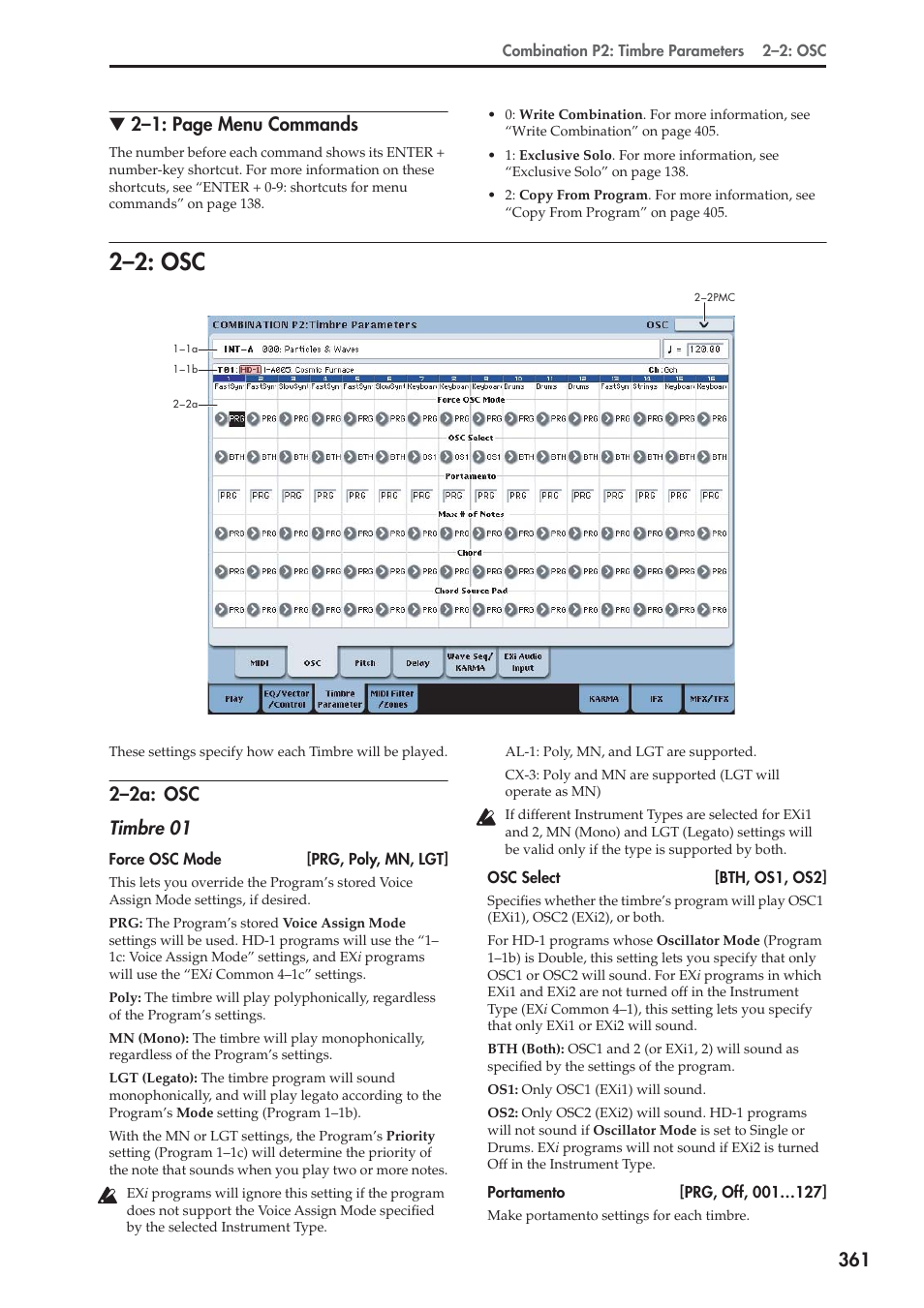 2: osc, 2a: osc, 2–2: osc | 2–2a: osc timbre 01 | KORG Electronic Keyboard User Manual | Page 371 / 1127