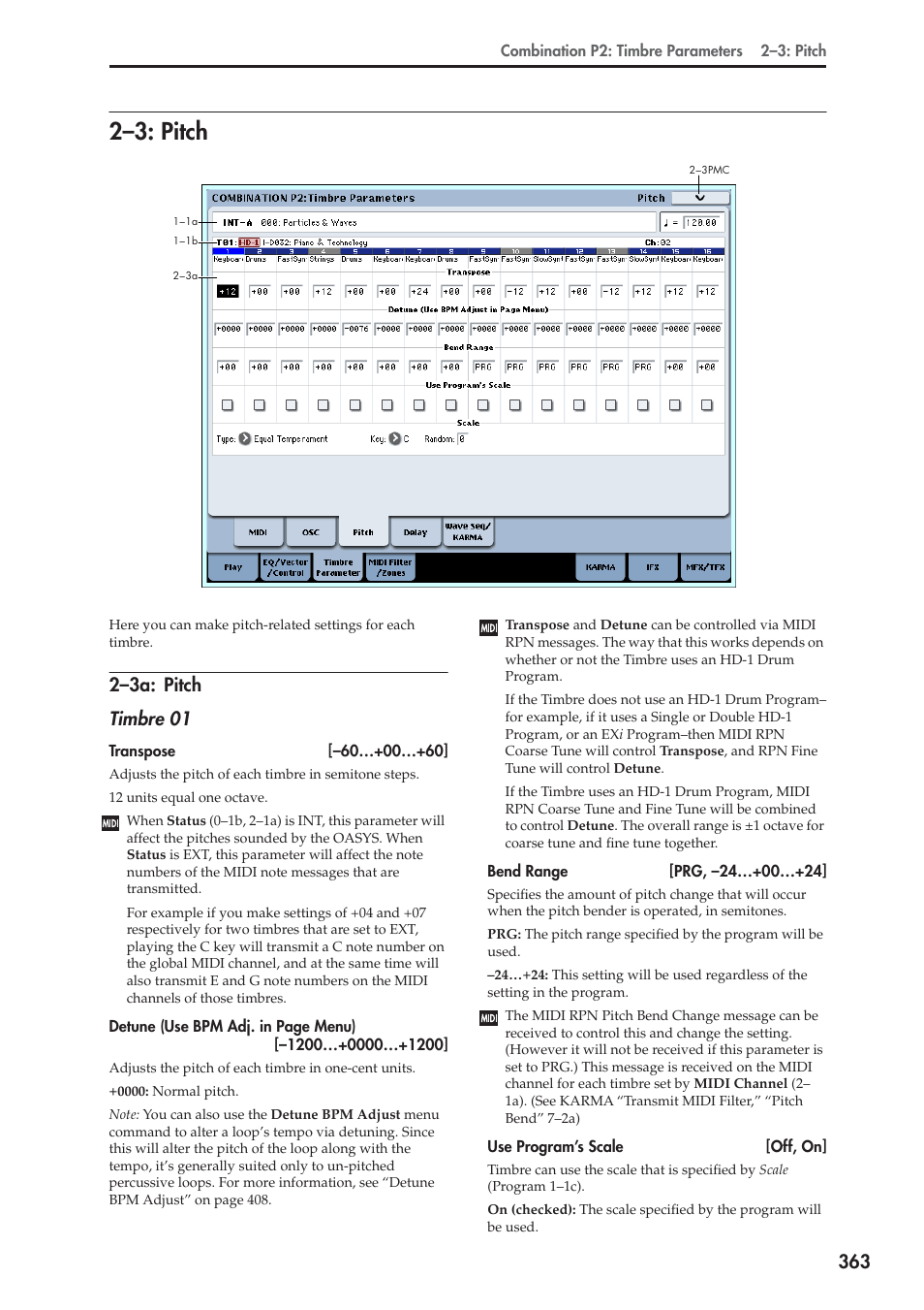 3: pitch, 3a: pitch, 2–3: pitch | 2–3a: pitch timbre 01 | KORG Electronic Keyboard User Manual | Page 373 / 1127