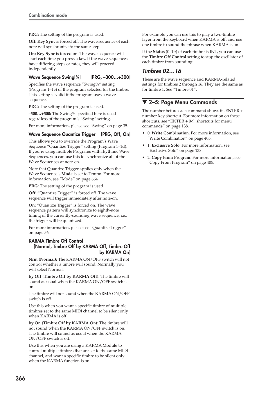 Timbres 02…16, 2–5: page menu commands | KORG Electronic Keyboard User Manual | Page 376 / 1127