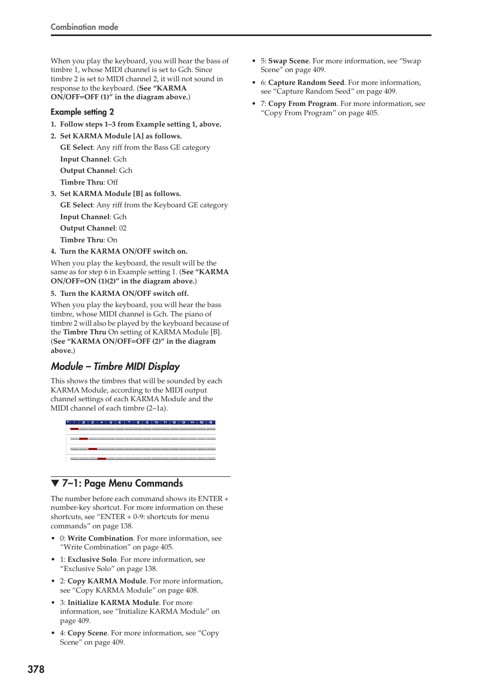 Module – timbre midi display, 7–1: page menu commands | KORG Electronic Keyboard User Manual | Page 388 / 1127