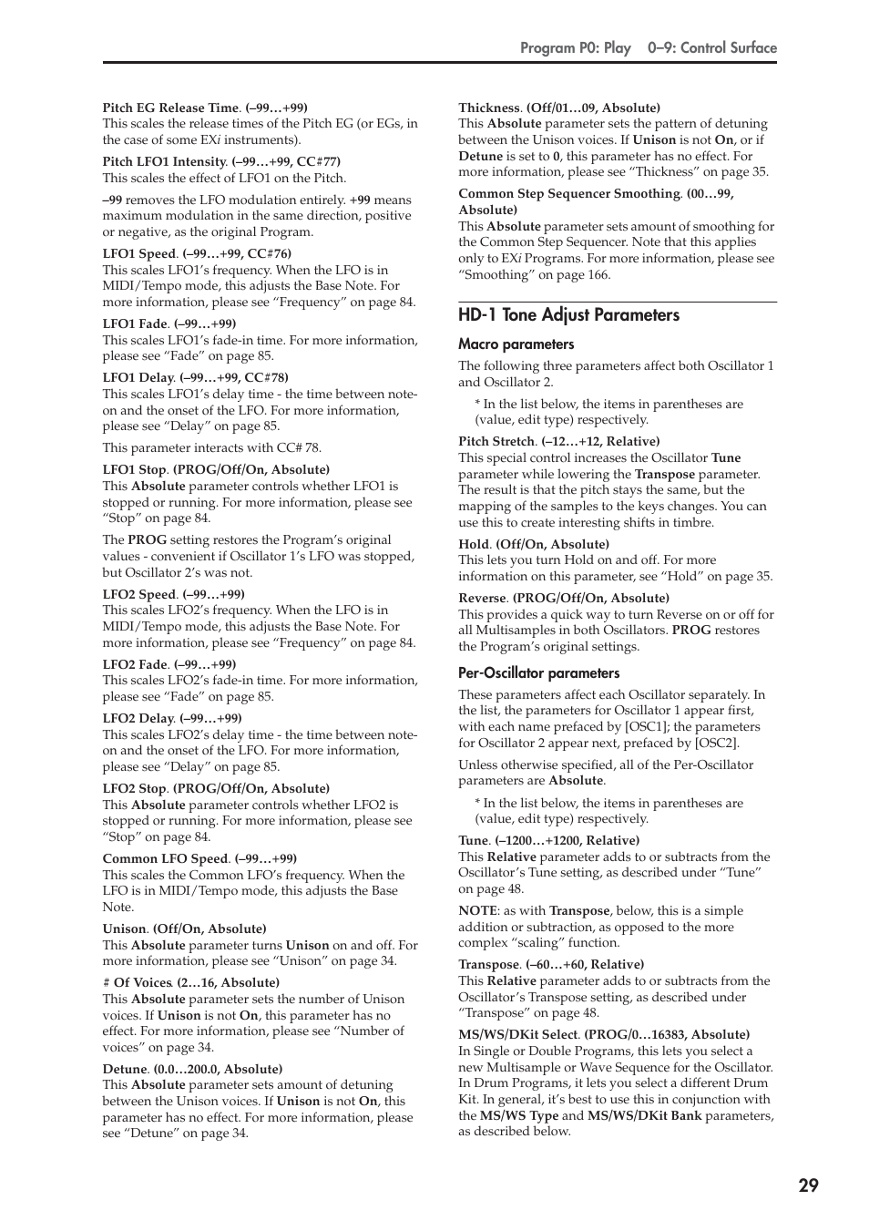 Hd-1 tone adjust parameters, One adjust parameters,” below | KORG Electronic Keyboard User Manual | Page 39 / 1127