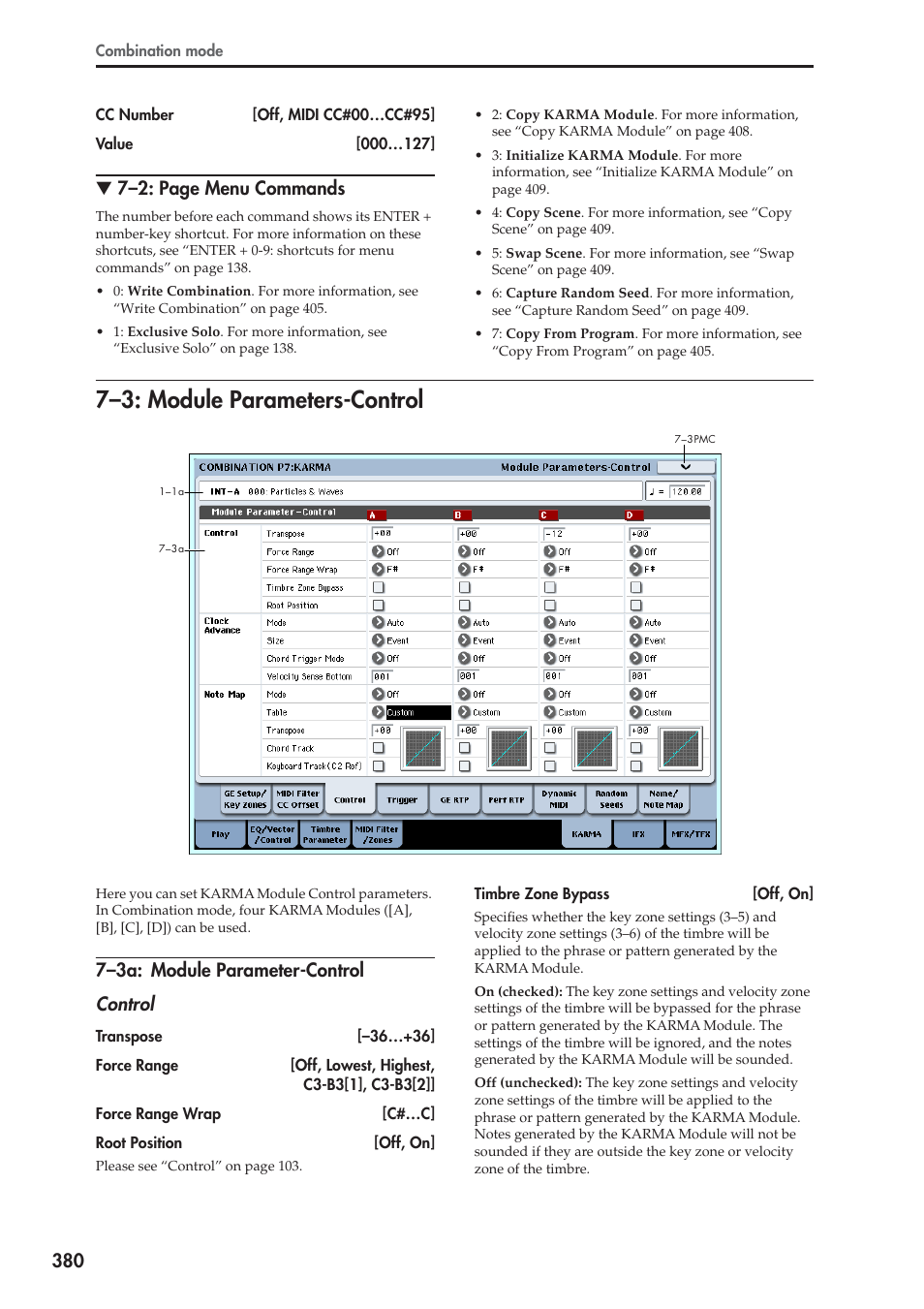 3: module parameters-control, 3a: module parameter-control, 7–3: module parameters-control | 7–2: page menu commands, 7–3a: module parameter-control control | KORG Electronic Keyboard User Manual | Page 390 / 1127