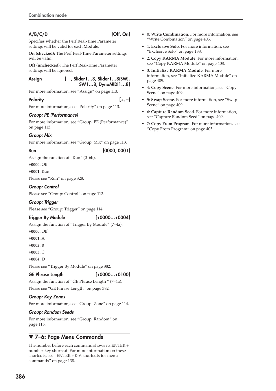 7–6: page menu commands | KORG Electronic Keyboard User Manual | Page 396 / 1127